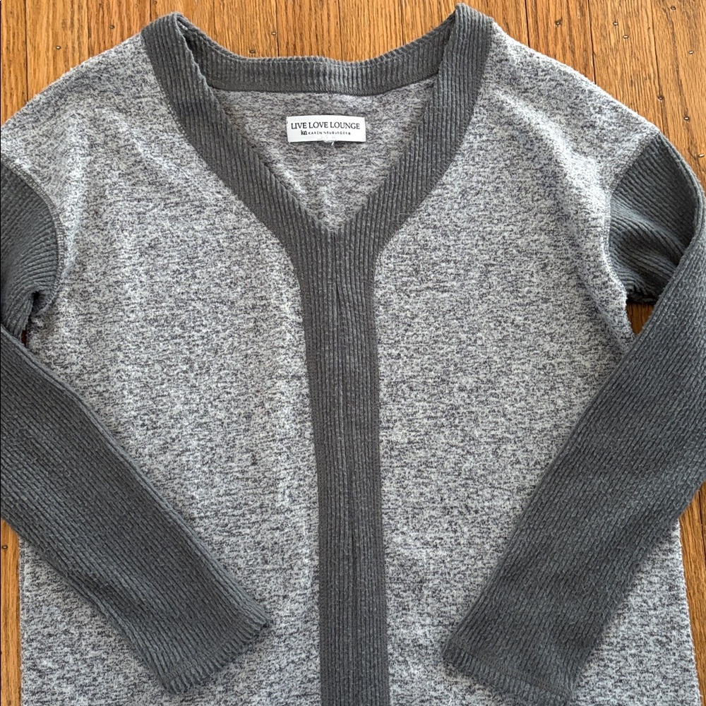 Live Love Lounge Karen Neuburger Lounge Wear Midi Heather Gray Long Sleeve M - Picture 2 of 7